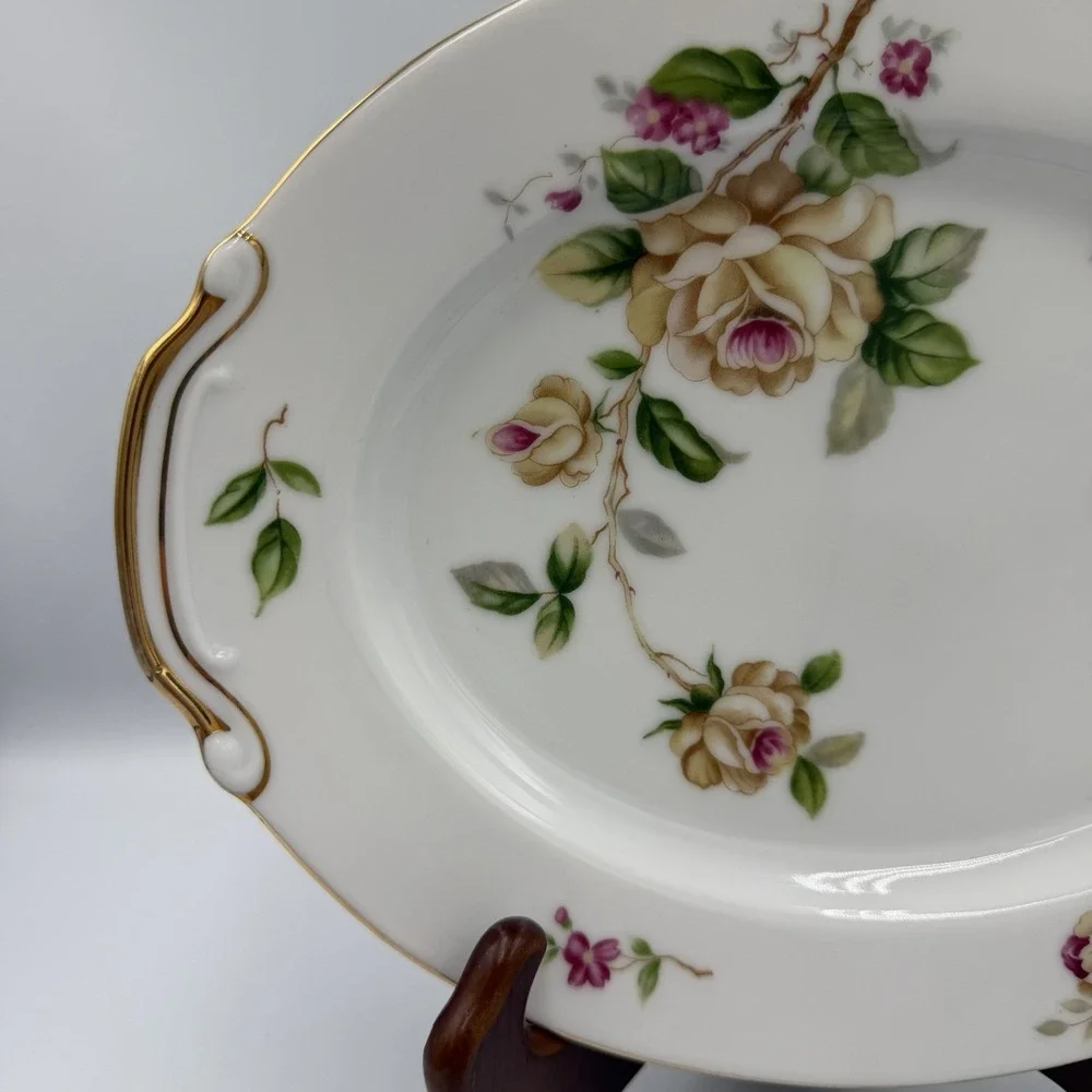 Lynmore Fine China Golden Rose 12 Inch  Oval Serving Platter